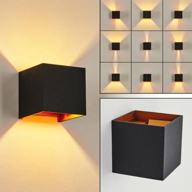 Applique murale Badajoz Cuivre, Noir, 1 lumière