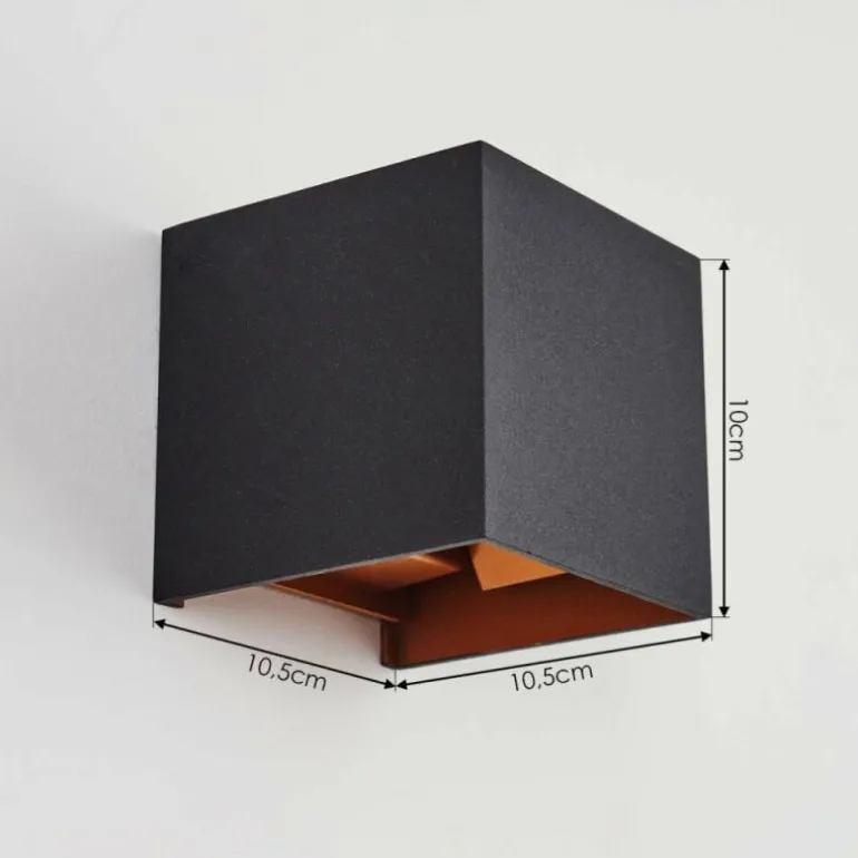 Applique murale Badajoz Cuivre, Noir, 1 lumière