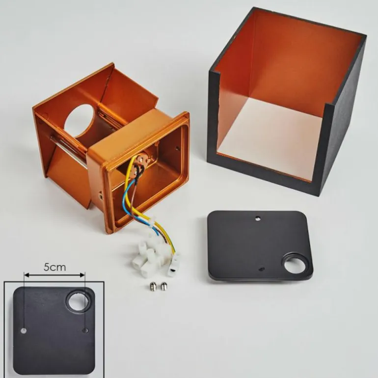 Applique murale Badajoz Cuivre, Noir, 1 lumière