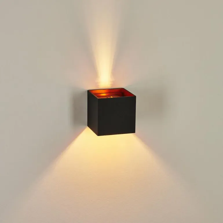 Applique murale Badajoz Cuivre, Noir, 1 lumière