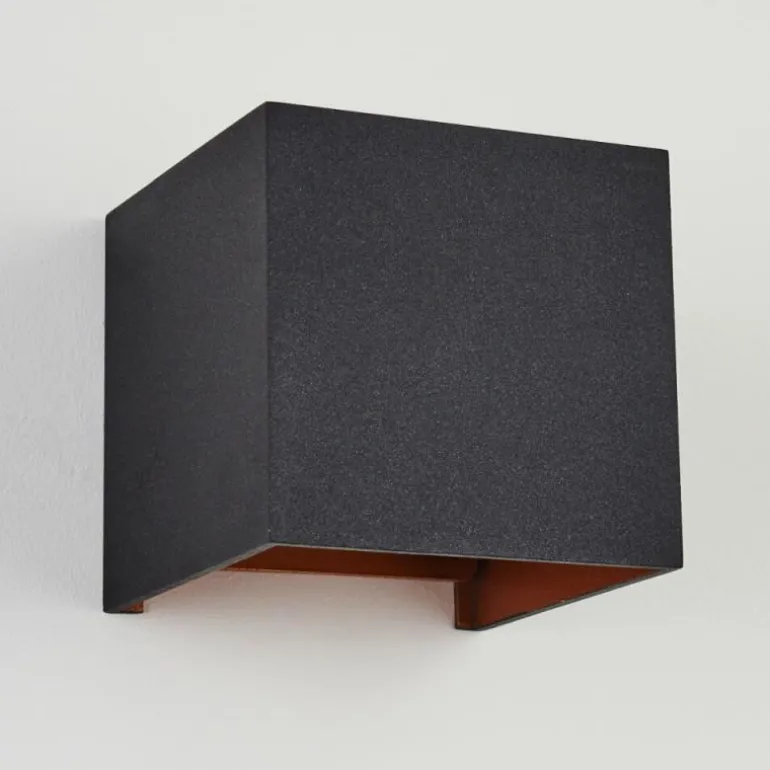 Applique murale Badajoz Cuivre, Noir, 1 lumière