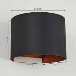 Applique murale Badajoz Cuivre, Noir, 1 lumière