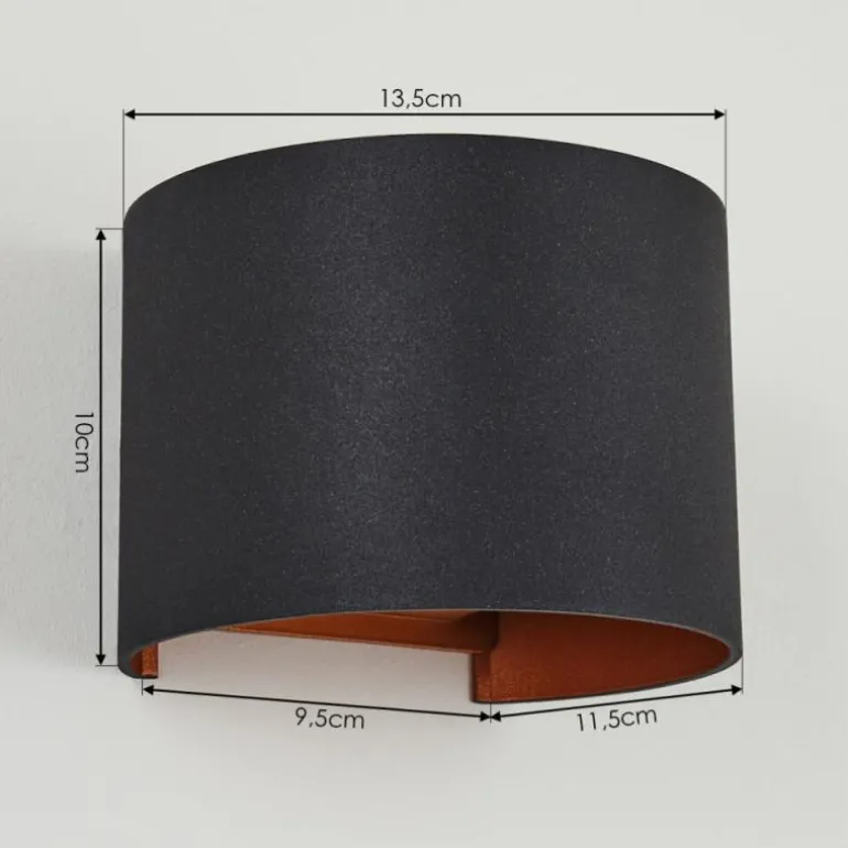 Applique murale Badajoz Cuivre, Noir, 1 lumière