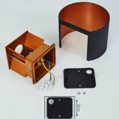 Applique murale Badajoz Cuivre, Noir, 1 lumière