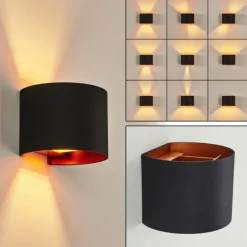 Applique murale Badajoz Cuivre, Noir, 1 lumière