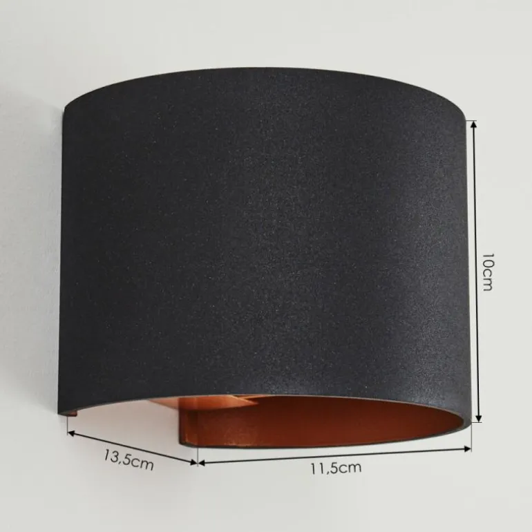 Applique murale Badajoz Cuivre, Noir, 1 lumière