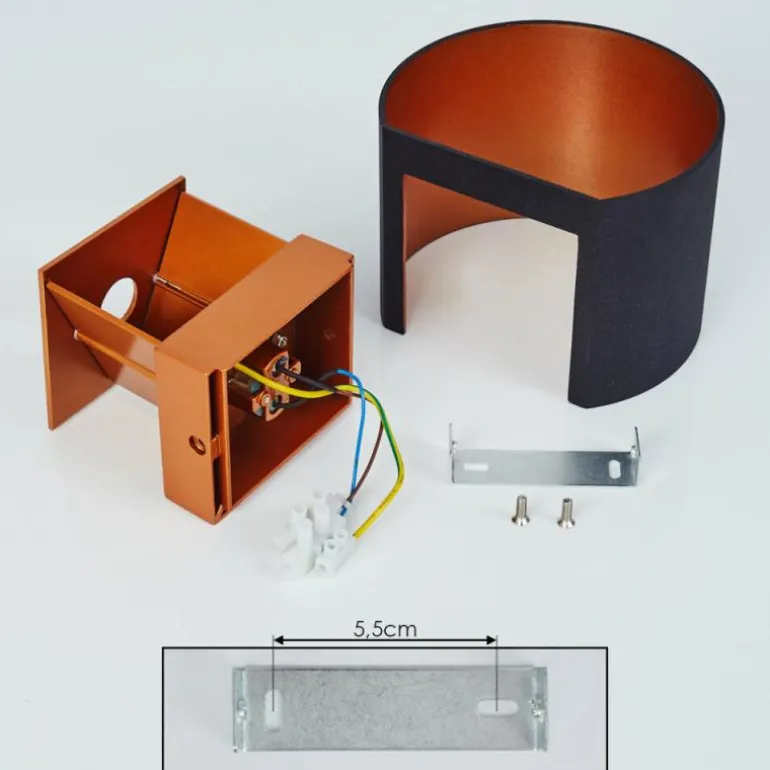 Applique murale Badajoz Cuivre, Noir, 1 lumière