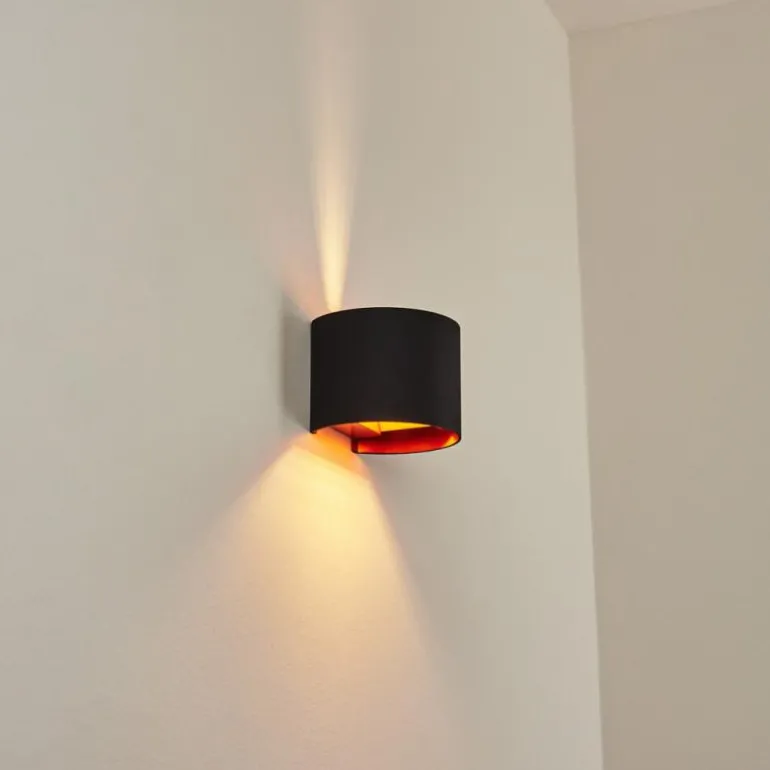 Applique murale Badajoz Cuivre, Noir, 1 lumière