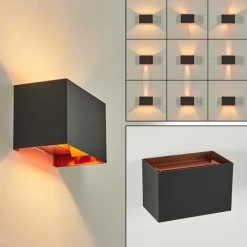 Applique murale Badajoz Cuivre, Noir, 1 lumière