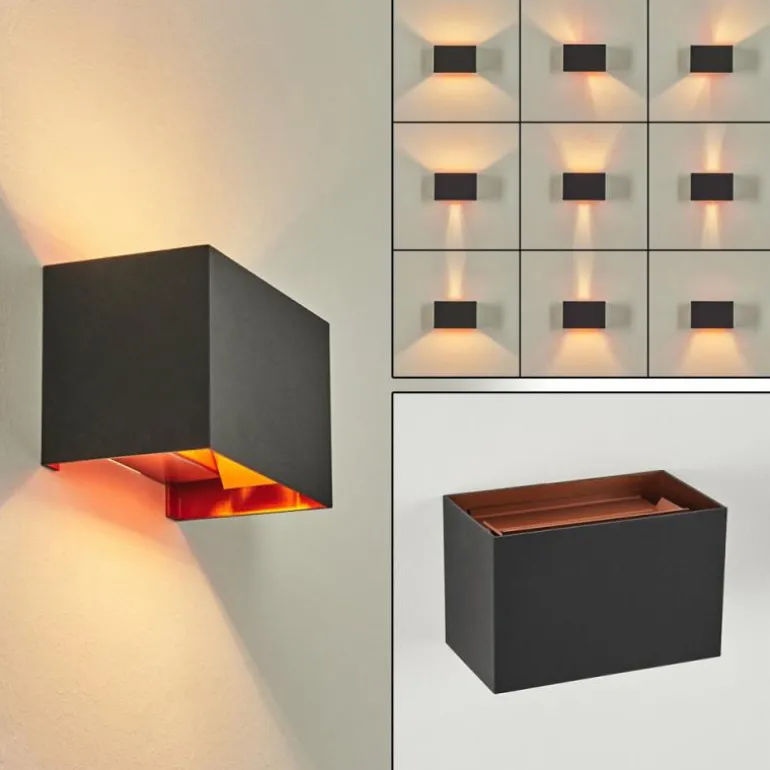 Applique murale Badajoz Cuivre, Noir, 1 lumière