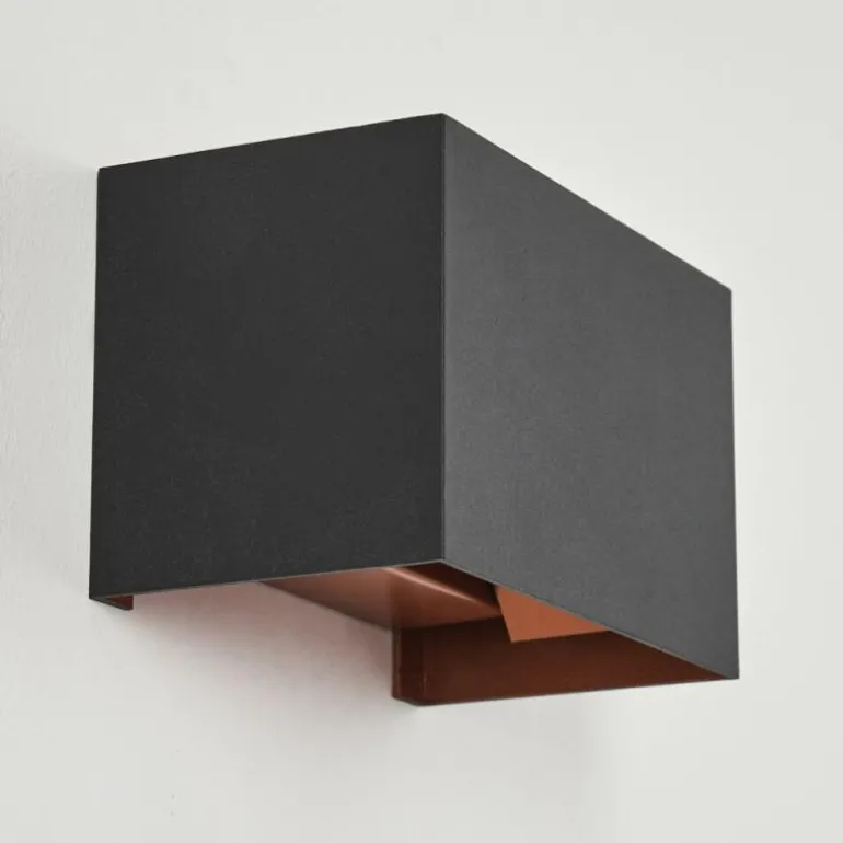 Applique murale Badajoz Cuivre, Noir, 1 lumière