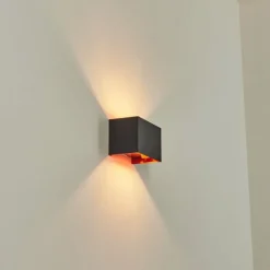 Applique murale Badajoz Cuivre, Noir, 1 lumière