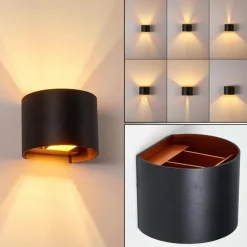 Applique murale Badajoz LED Cuivre, Noir, 1 lumière