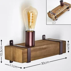 Applique murale Balakovo Bois foncé, Rouille, 1 lumière