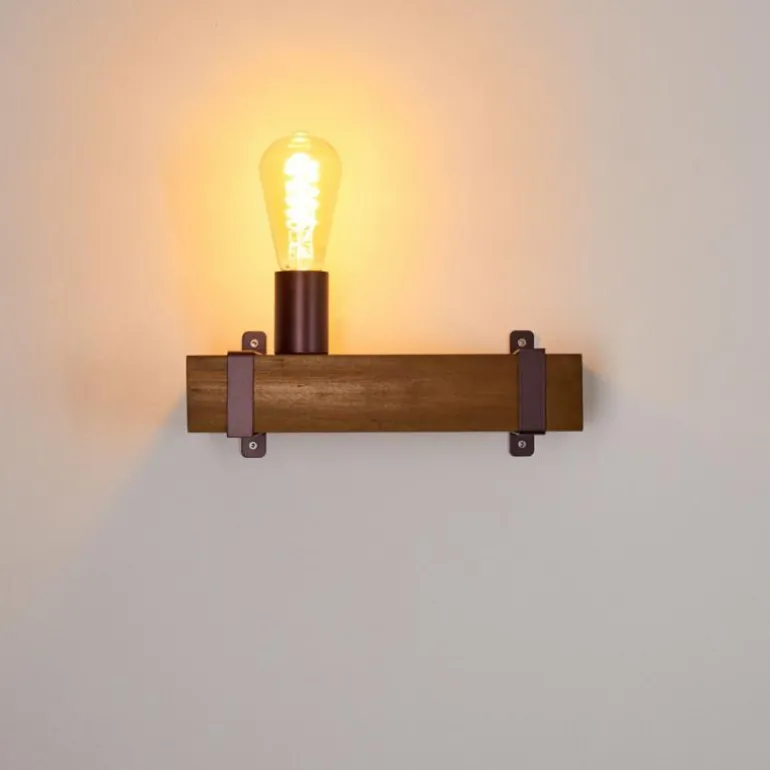 Applique murale Balakovo Bois foncé, Rouille, 1 lumière