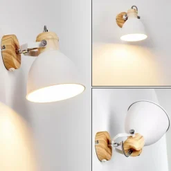 Applique murale Banjul Bois clair, Blanc, 1 lumière