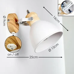 Applique murale Banjul Bois clair, Blanc, 1 lumière