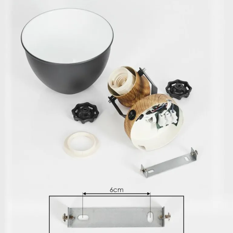 Applique murale Banjul Gris, Bois foncé, 1 lumière