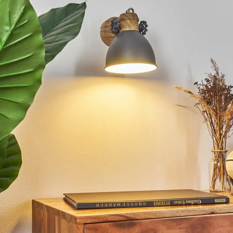 Applique murale Banjul Gris, Bois foncé, 1 lumière