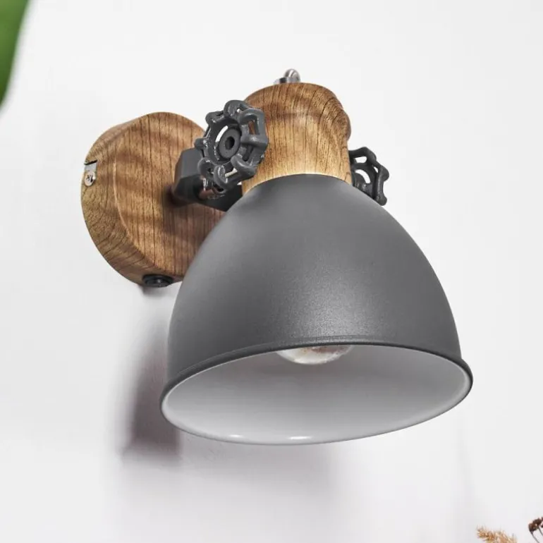 Applique murale Banjul Gris, Bois foncé, 1 lumière