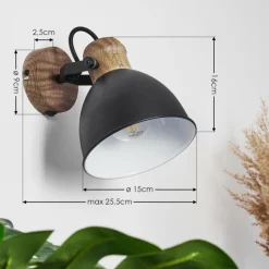 Applique murale Banjul Noir, 1 lumière