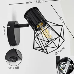 Applique murale Bardhaman Noir, 1 lumière