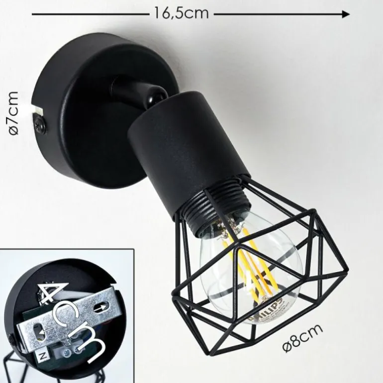 Applique murale Baripada Noir, 1 lumière