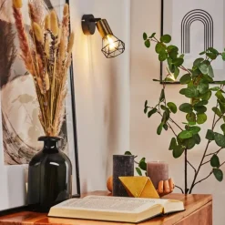 Applique murale Baripada Laiton, Noir, 1 lumière