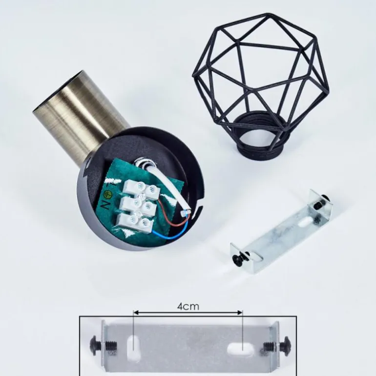 Applique murale Baripada Laiton, Noir, 1 lumière