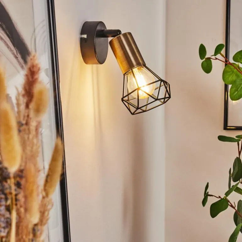 Applique murale Baripada Laiton, Noir, 1 lumière