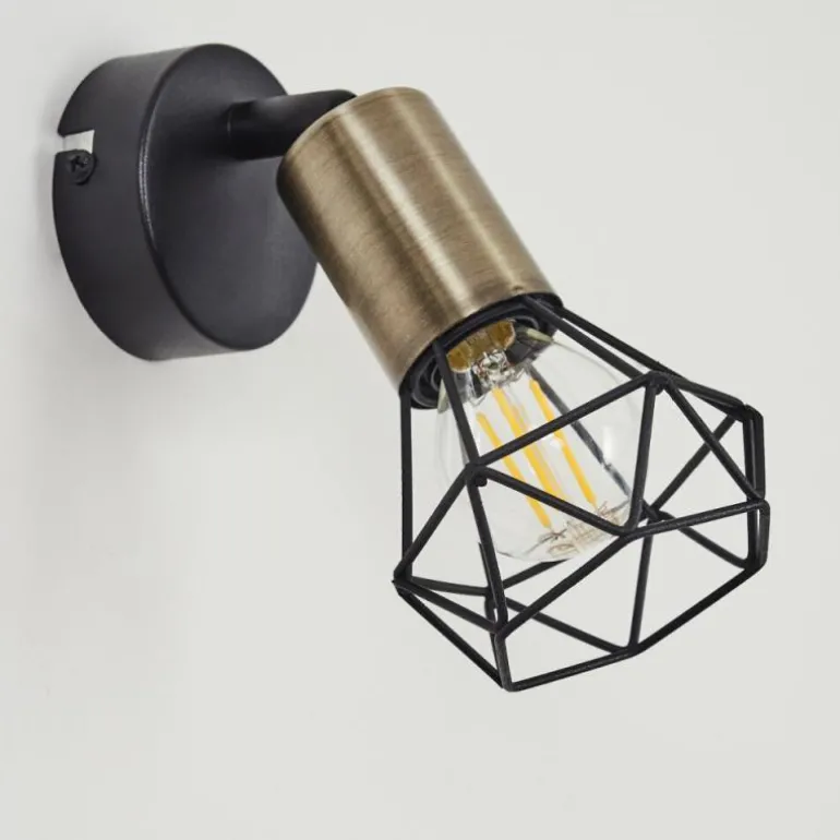 Applique murale Baripada Laiton, Noir, 1 lumière