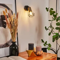 Applique murale Baripada Laiton, Noir, 1 lumière