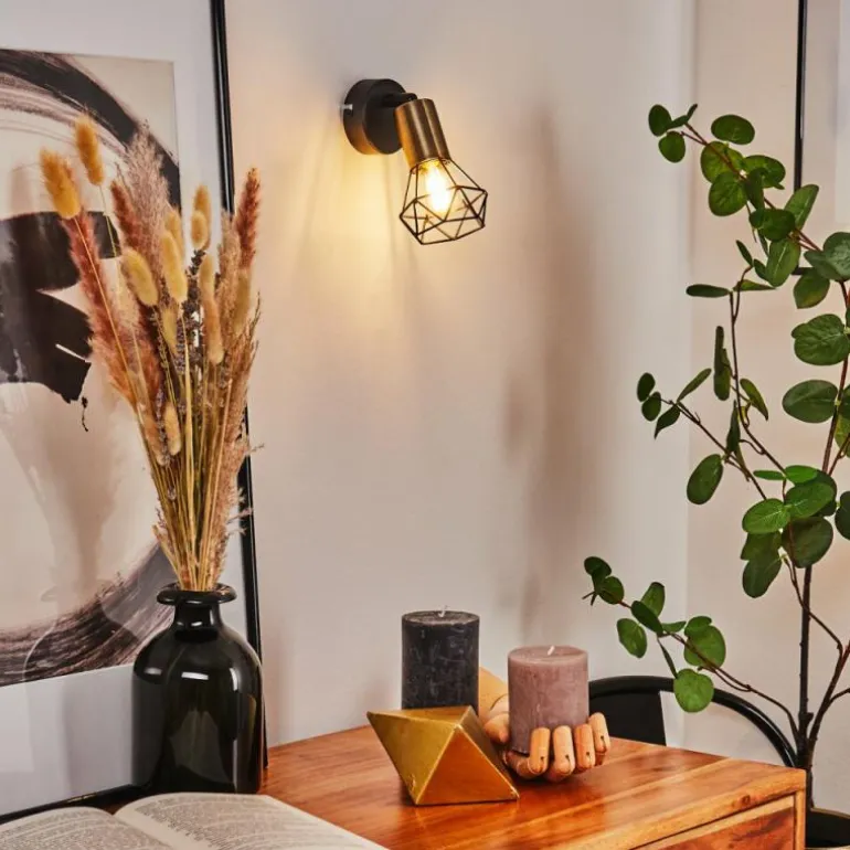 Applique murale Baripada Laiton, Noir, 1 lumière