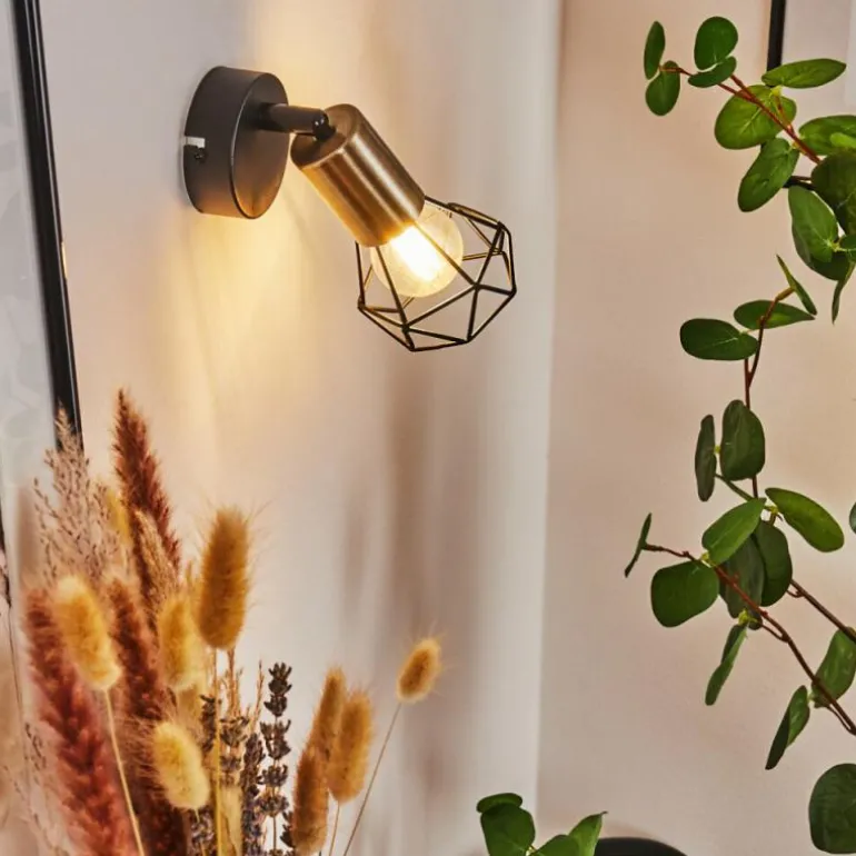 Applique murale Baripada Laiton, Noir, 1 lumière