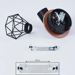 Applique murale Baripada Bois foncé, Noir, 1 lumière