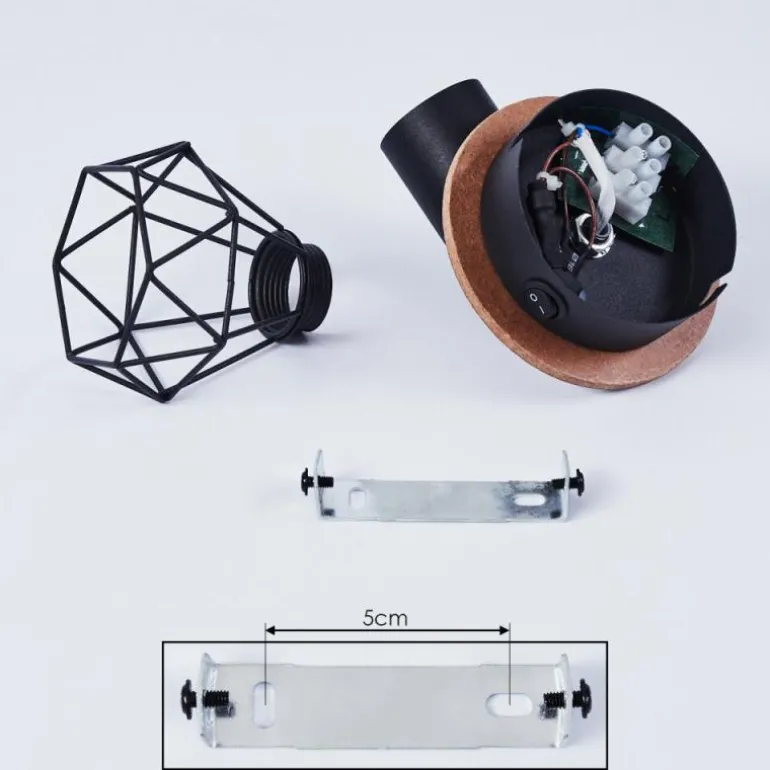 Applique murale Baripada Bois foncé, Noir, 1 lumière