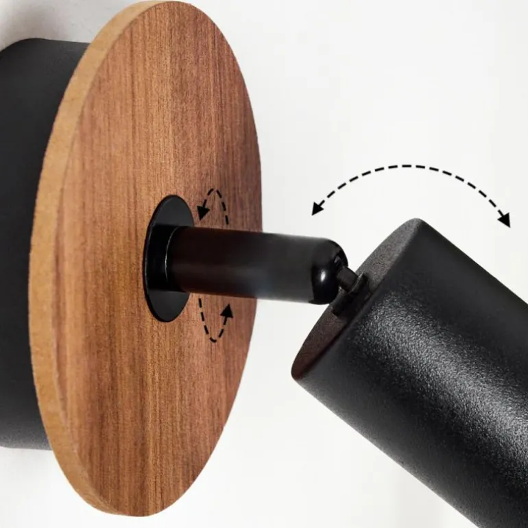 Applique murale Baripada Bois foncé, Noir, 1 lumière