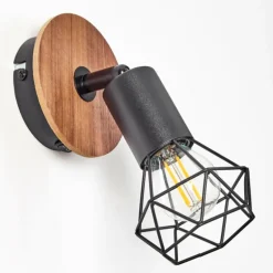 Applique murale Baripada Bois foncé, Noir, 1 lumière