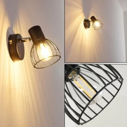 Applique murale Bolderslev Chrome, Noir, 1 lumière