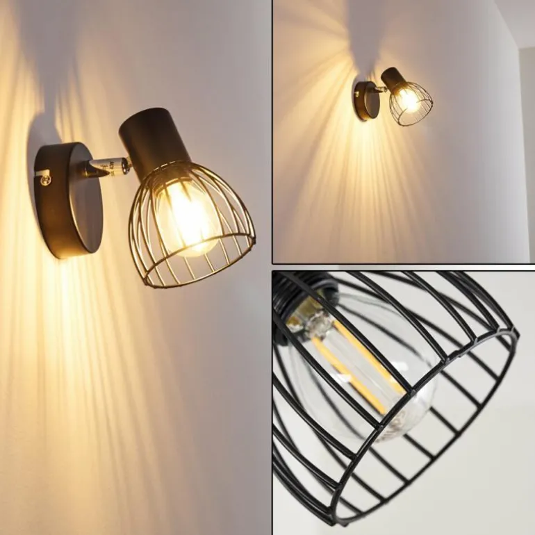 Applique murale Bolderslev Chrome, Noir, 1 lumière