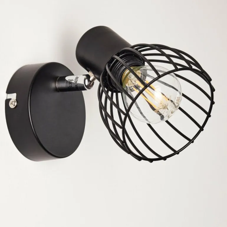 Applique murale Bolderslev Chrome, Noir, 1 lumière