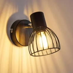 Applique murale Bolderslev Chrome, Noir, 1 lumière