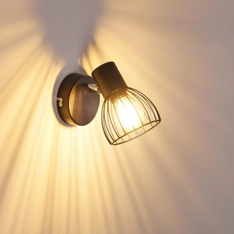 Applique murale Bolderslev Chrome, Noir, 1 lumière