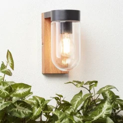 Applique murale Brilliant Cabar Bois foncé, Noir, 1 lumière