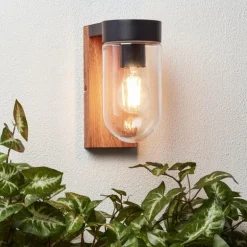 Applique murale Brilliant Cabar Bois foncé, Noir, 1 lumière