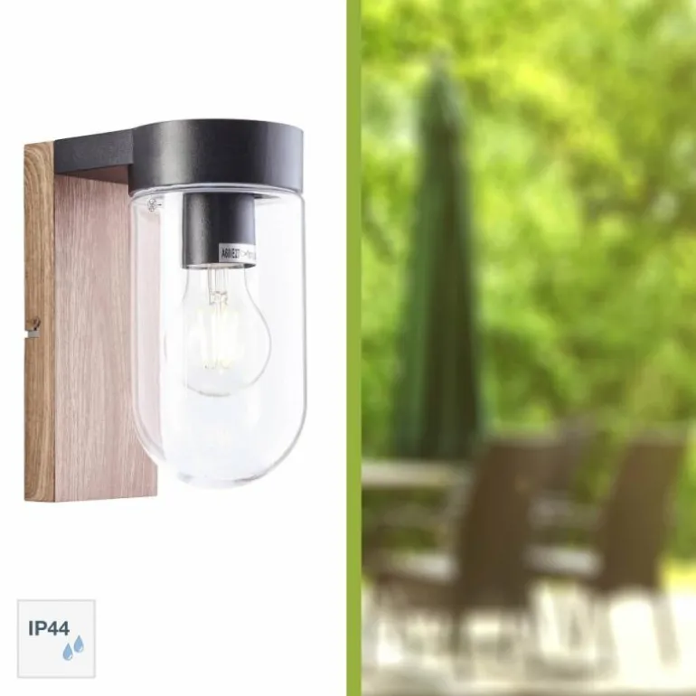 Applique murale Brilliant Cabar Bois foncé, Noir, 1 lumière