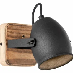 Applique murale Brilliant CROWTON Bois foncé, Noir, 1 lumière