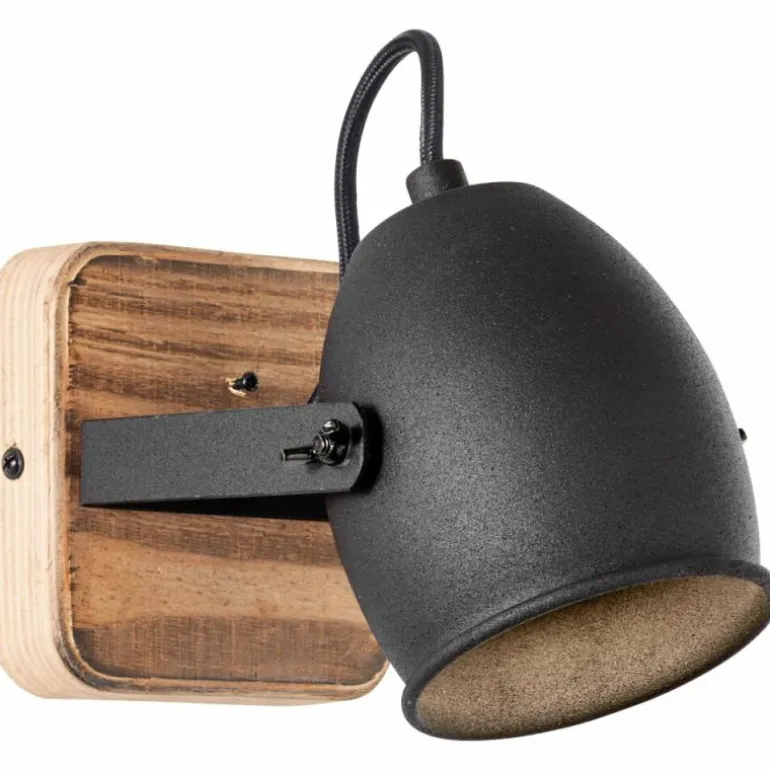 Applique murale Brilliant CROWTON Bois foncé, Noir, 1 lumière