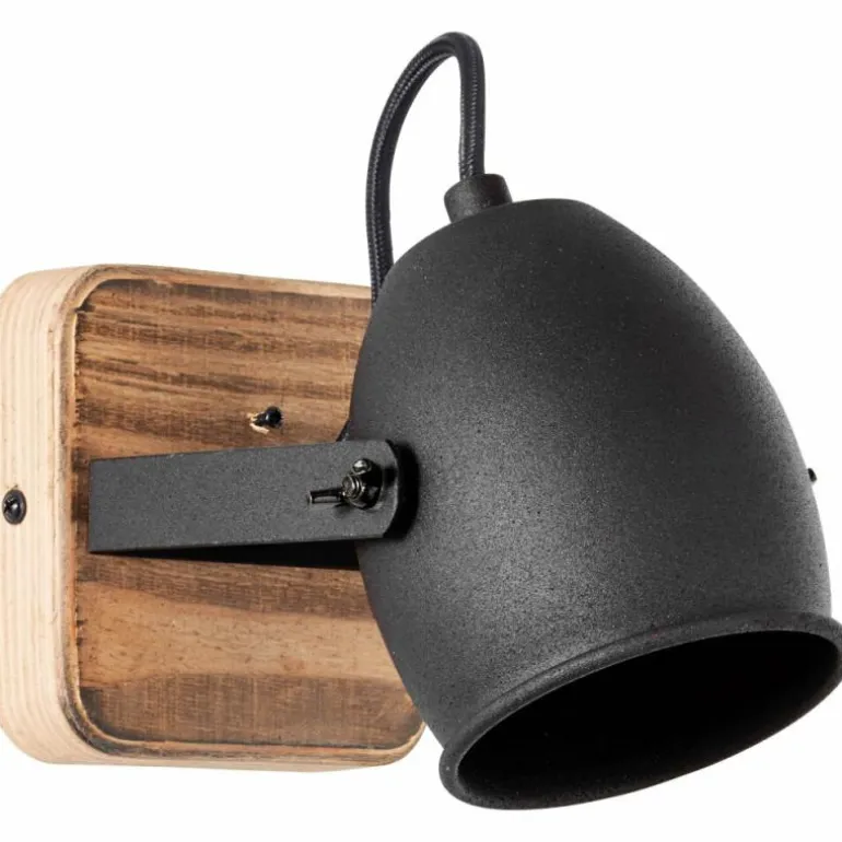 Applique murale Brilliant CROWTON Bois foncé, Noir, 1 lumière