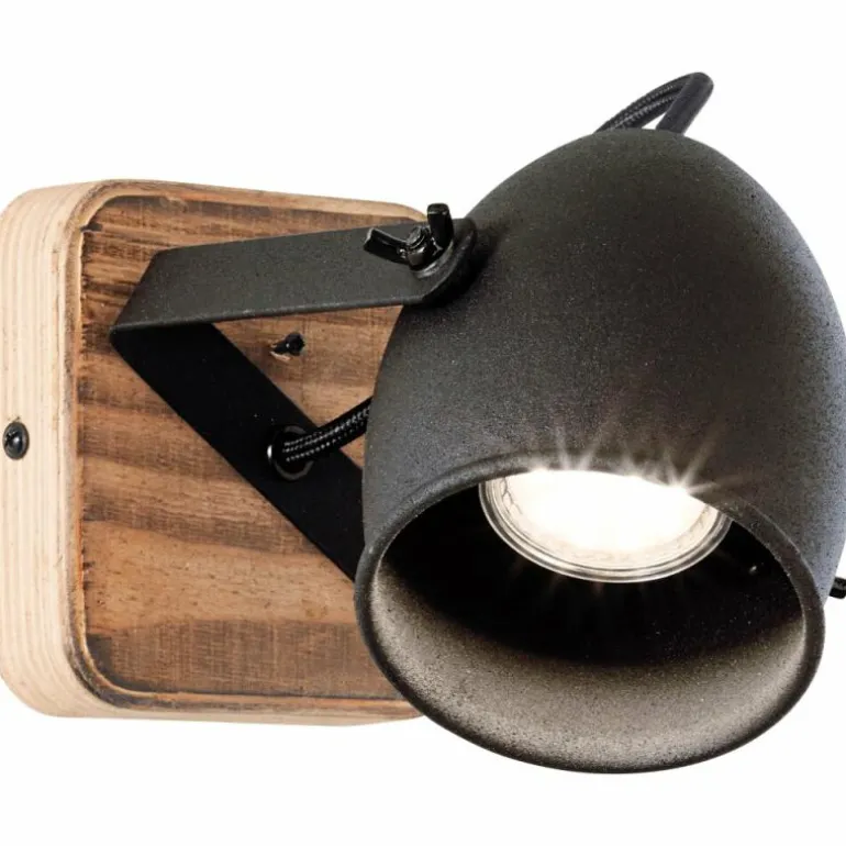 Applique murale Brilliant CROWTON Bois foncé, Noir, 1 lumière